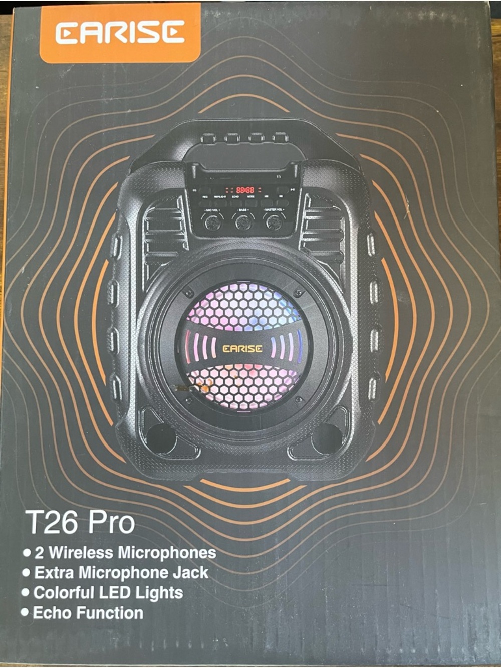 Earise T26 Pro Portable Karaoke Bluetooth Speaker with LED Lights - Black
